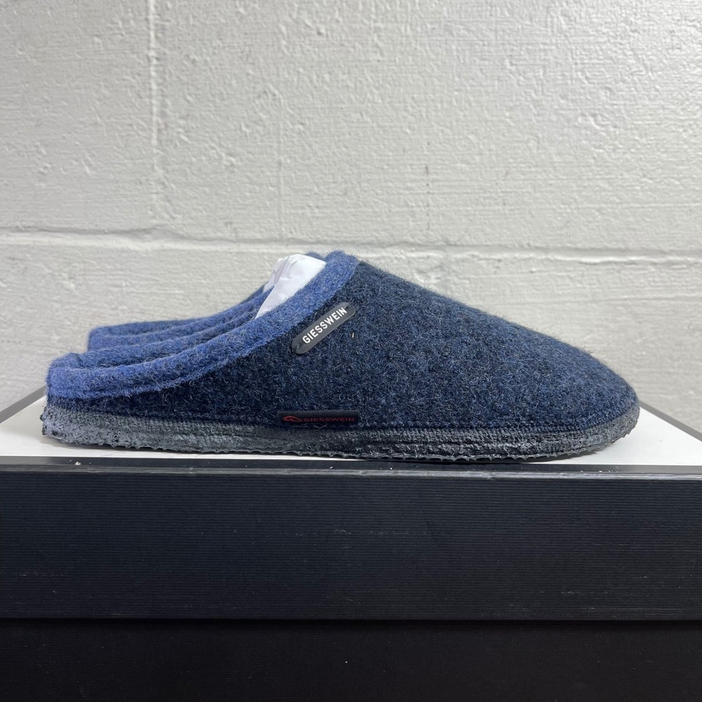 Giesswein Dannheim Wool Slippers‎ Navy Blue Mules Slip On Men's 43 EU/10 US